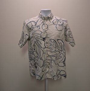Reyn Spooner Beige and Navy Floral Shirt